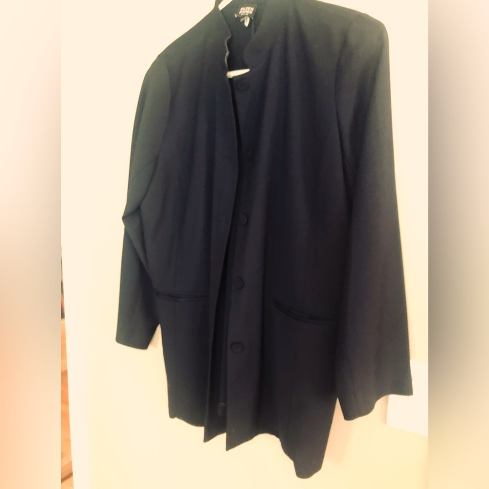 EILEEN FISHER Black Cardigan Sweater Wool Blend Petite Size Medium￼